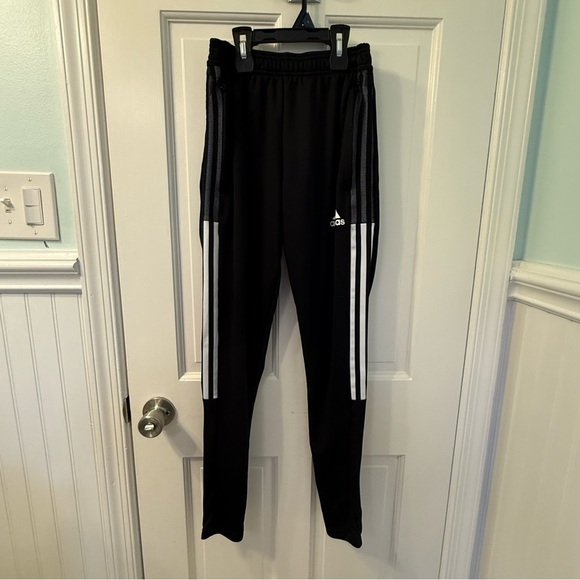 Adidas Track Pants Womens  Xsmall Aeroready Black White Training Slim Taper - Picture 1 of 6